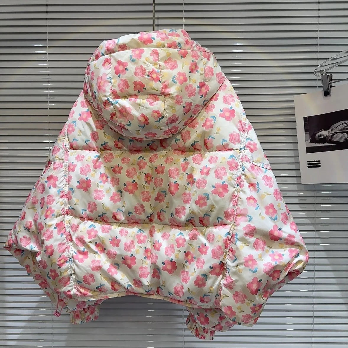 Girls' hand-painted small flower fashion cotton-padded jacket in Korean style for heights 100-170cm