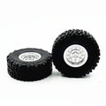 Silver stainless steel RC car wheel with tyre, 68mm outer diameter, 5mm hex fitting for modification parts