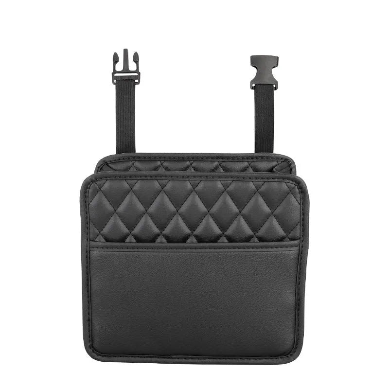 Leather car interior hanging storage bag organiser trash can in black pink green white colours