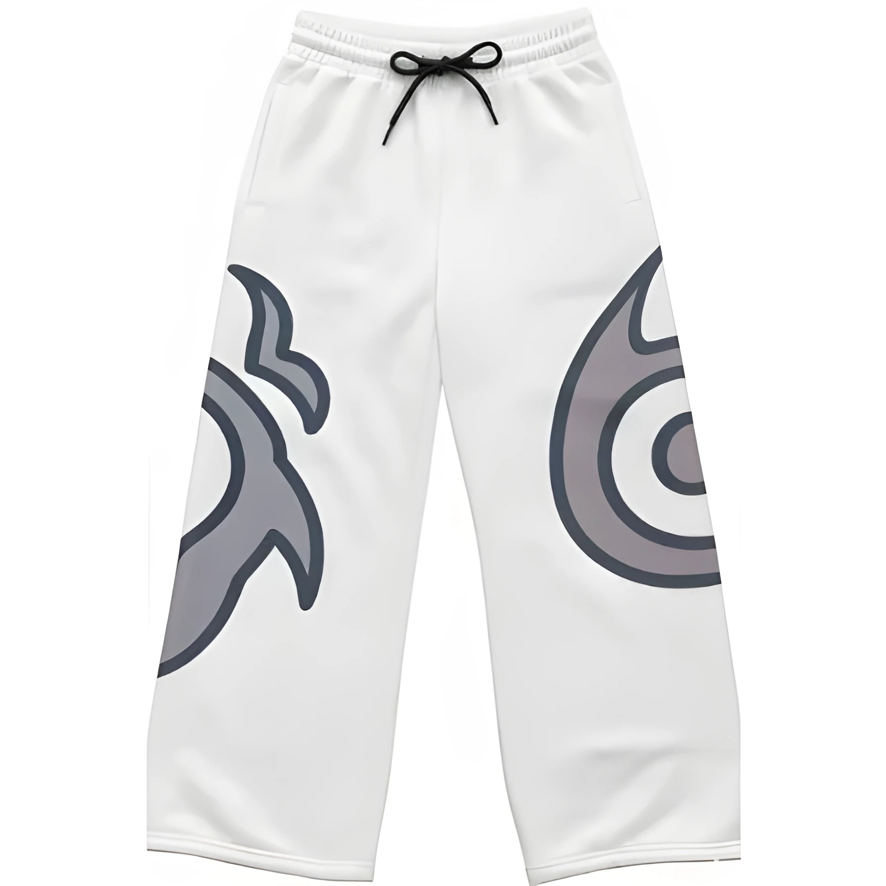 Gray polyester wide leg 3D printed sports pants with bootcut silhouette
