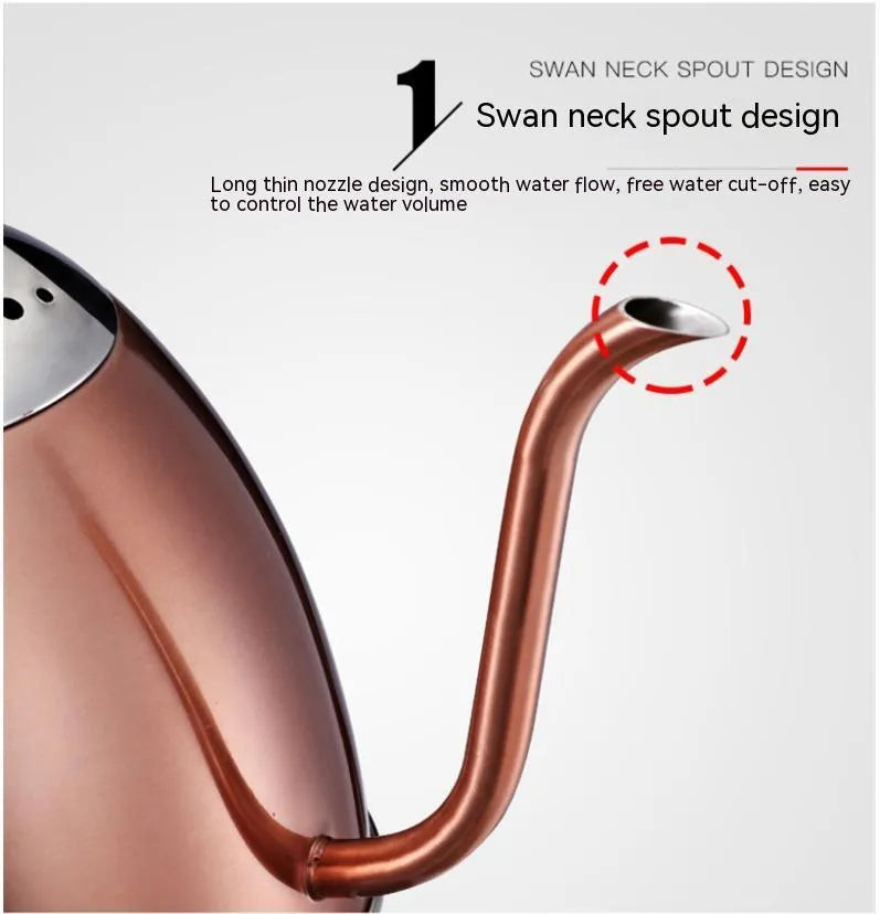 Stainless steel automatic electric kettle in gold colour with touch controls and 1 litre capacity