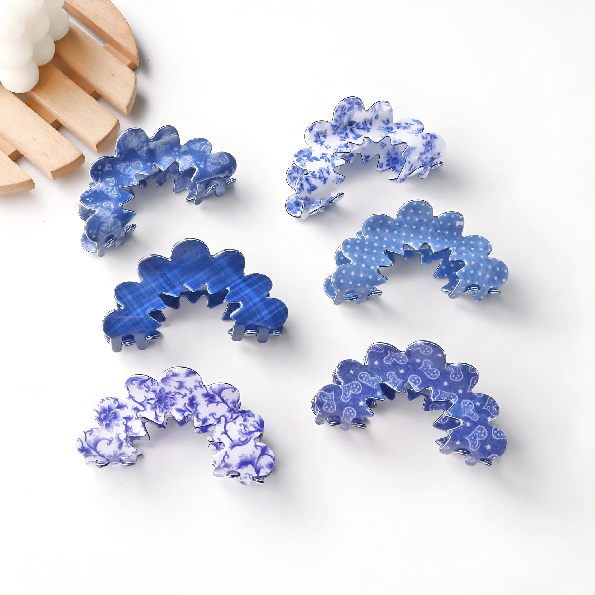 New Wave Grip Blue Series PVC barrette, asymmetric design for women, back head hair clip in natural style, multiple colour options