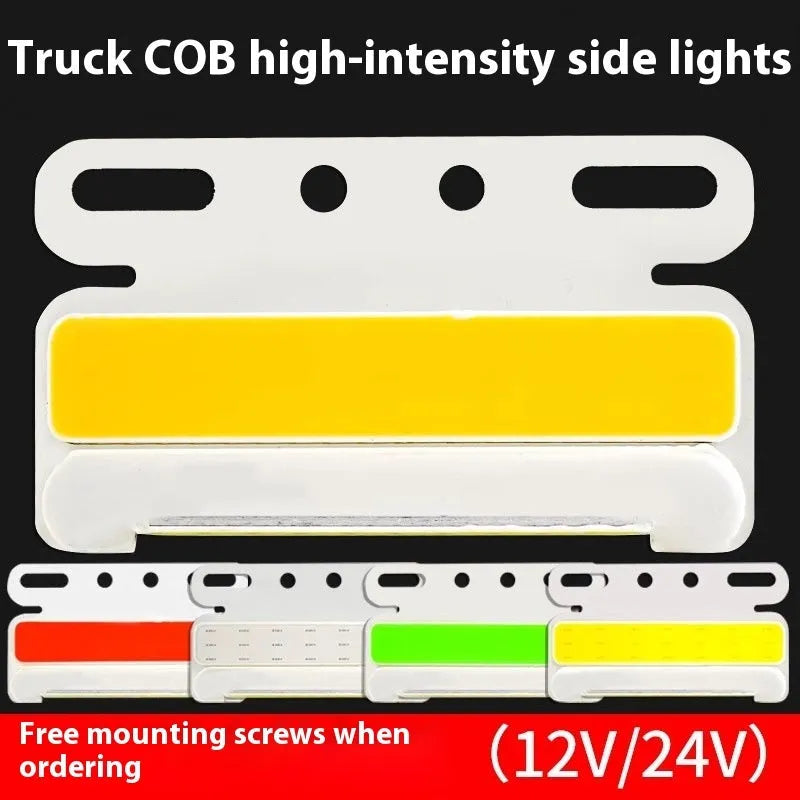 COB LED truck side marker light with aluminium housing in red, yellow, green, blue, or white.
