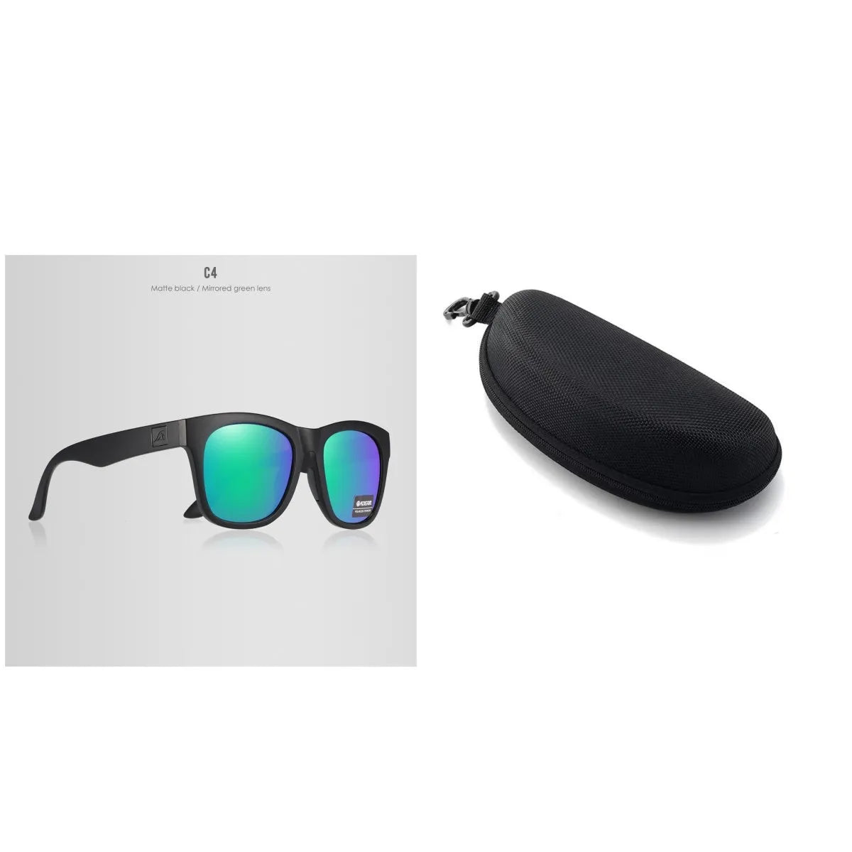 A pair of thickened polarised sunglasses with TAC lenses and a PC frame, shown in one of the available C-series colours.