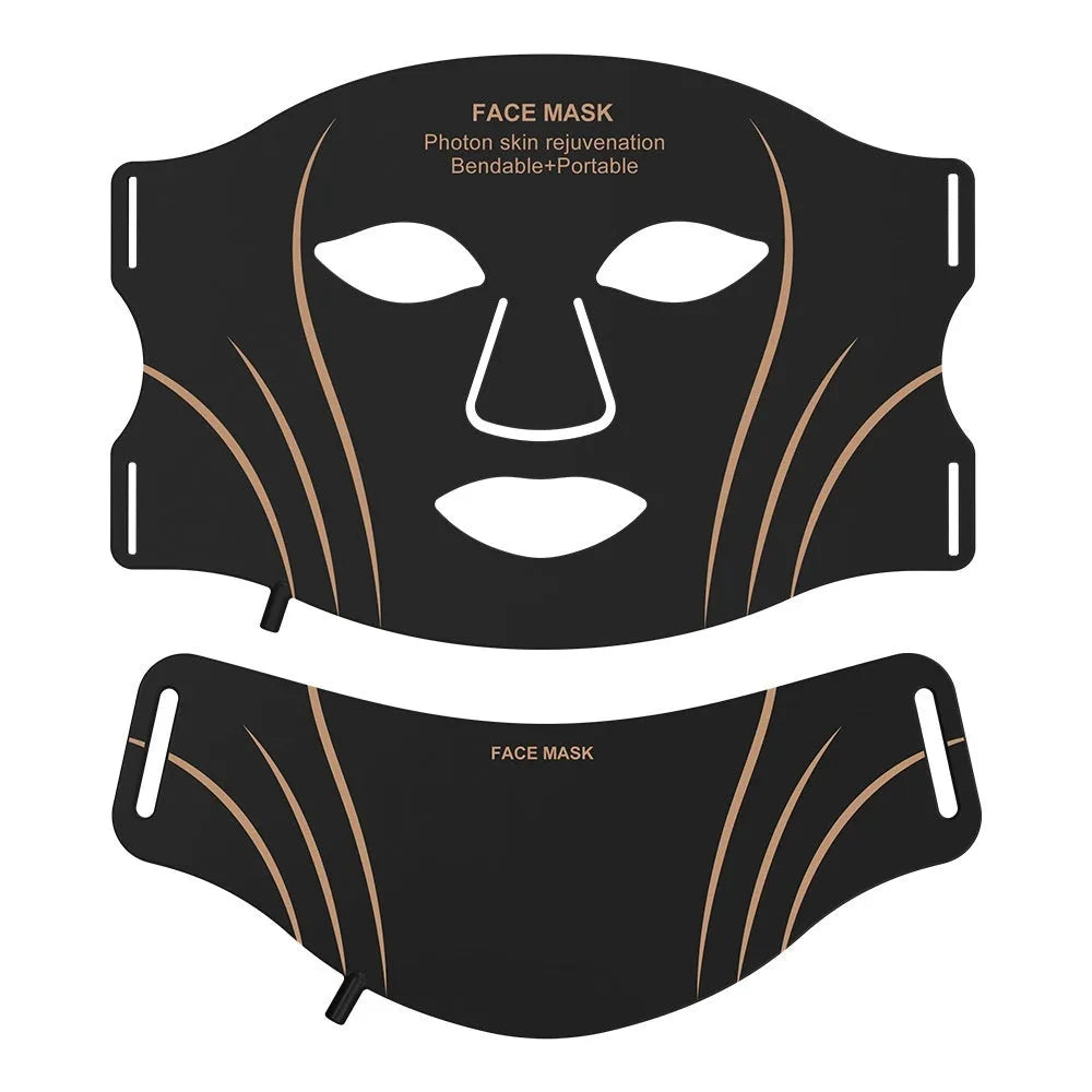 Black gold facial beauty mask with headband design and touch screen controls for IPL and LED red light therapy