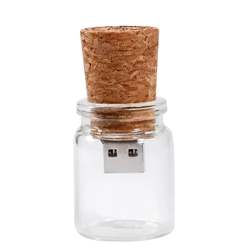Chocolate brown wooden USB flash drive with custom engraving showing compact dimensions