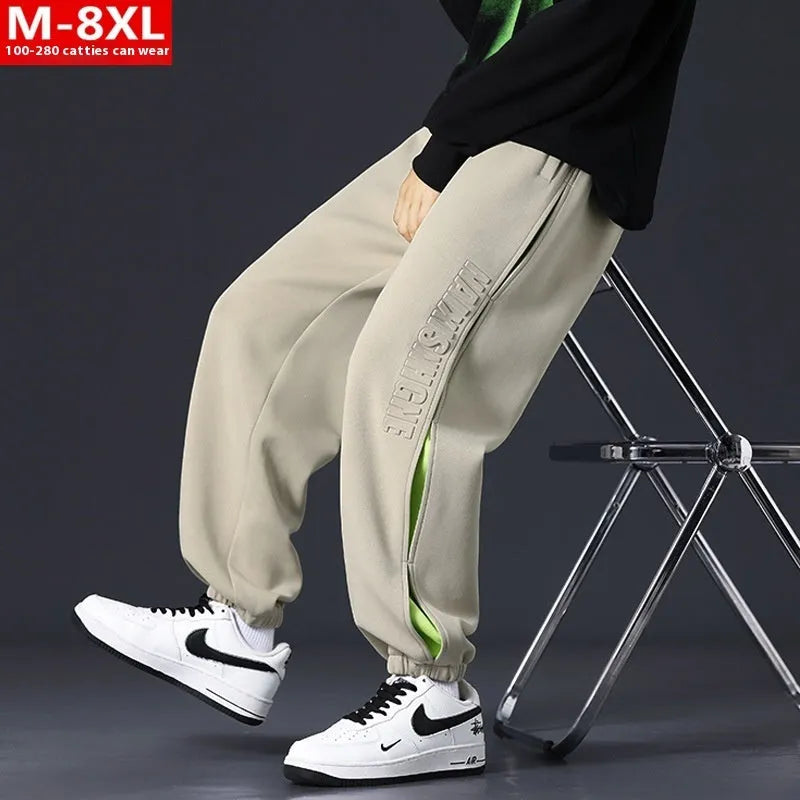 Men's cotton trousers with stitching printing design and banded ankle styling in multiple colour options
