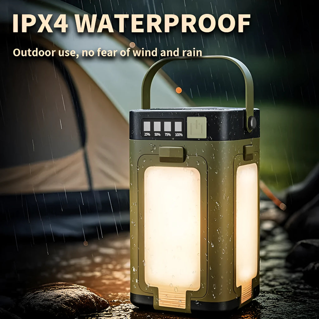 LY24 four-leaf folding belt solar camping lamp with built-in 2000 mAh battery, compact size 12x7x7 cm
