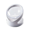 White elevated cat food bowl showing 5cm height and tilted angle design