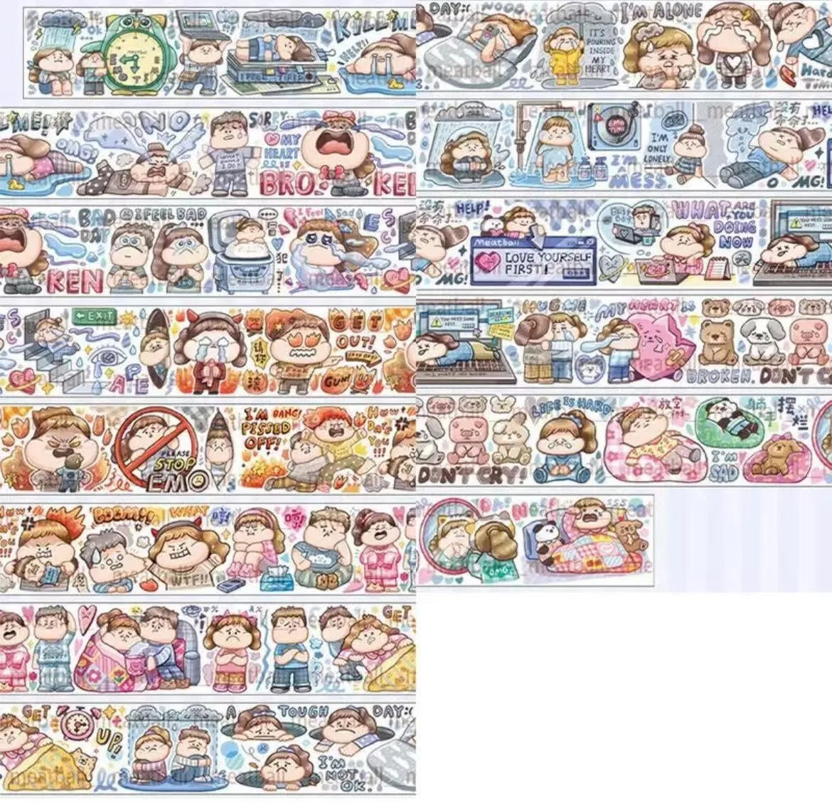 Cute cartoon character decorative sticker printed on Japanese paper for medical packaging.