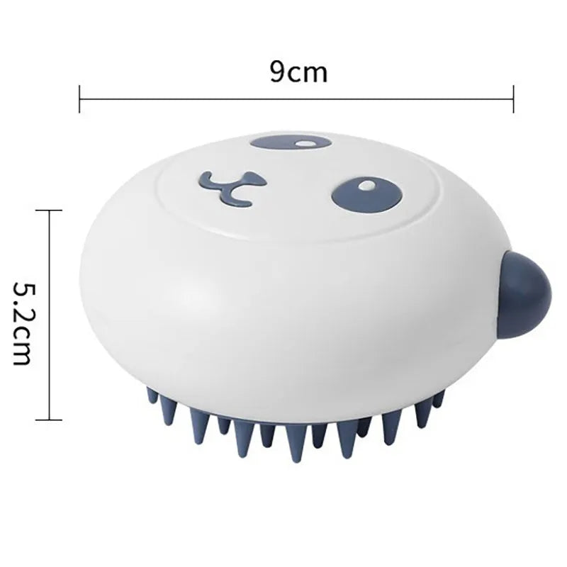 Panda silicone pet shower brush with soft bristles for cat and dog bath time cleaning