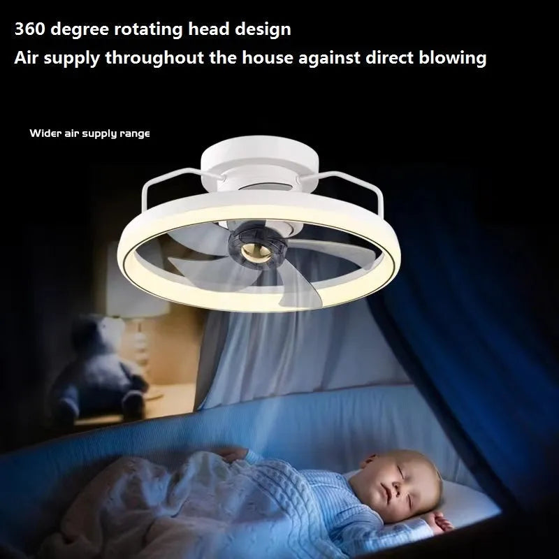 500mm diameter modern ceiling fan with integrated light and acrylic lampshade
