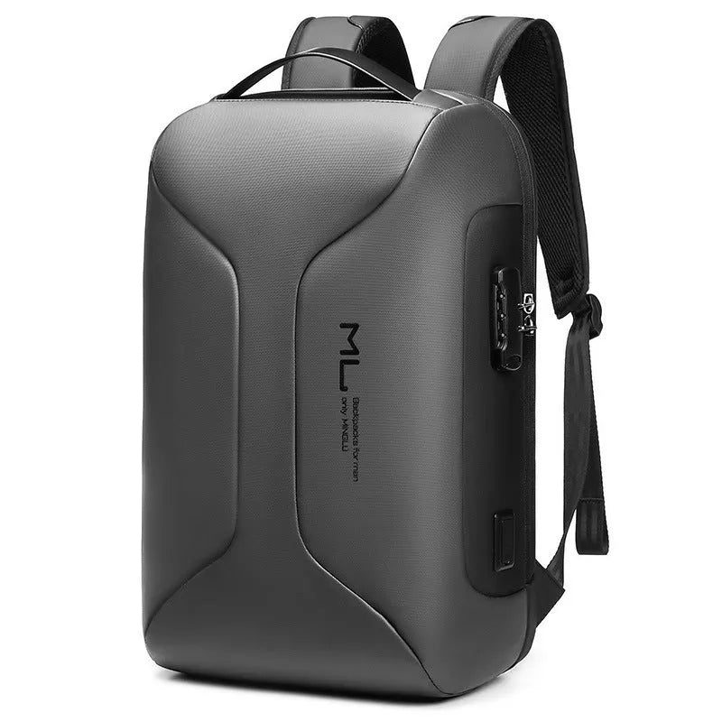 Men's large capacity business travel backpack in Oxford cloth with air pillow belt, black colour option