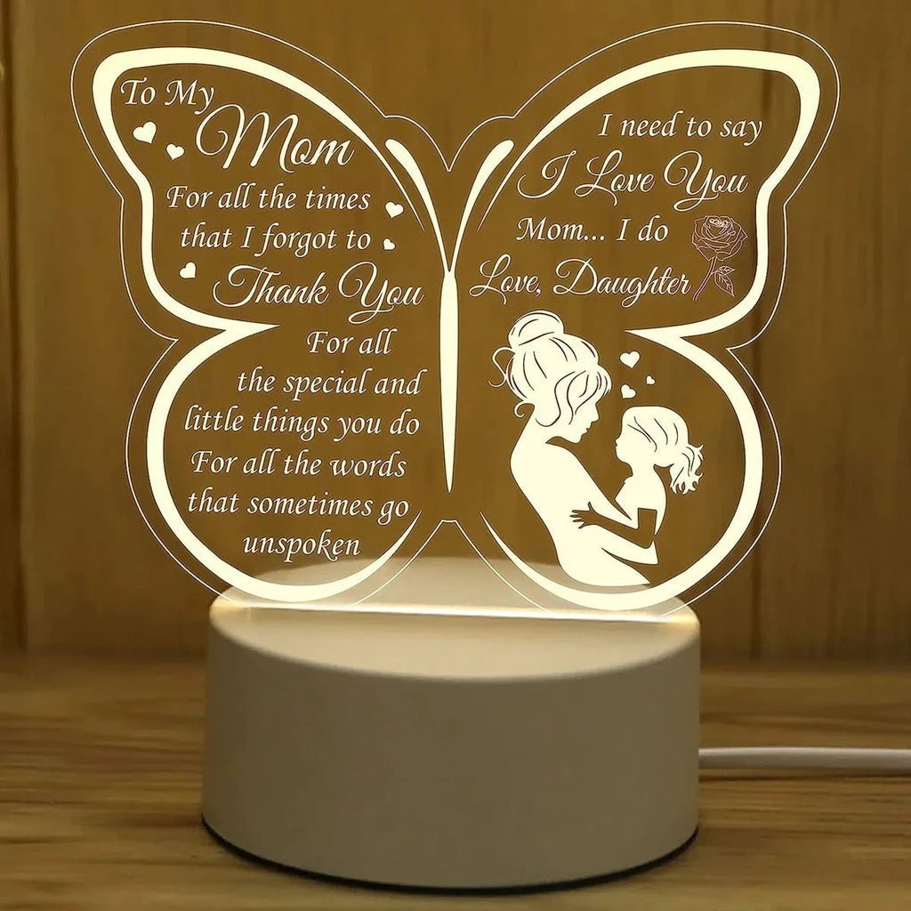 Heart-shaped acrylic table lamp with touch control and USB power