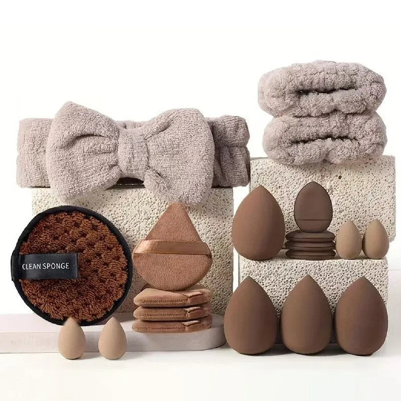 40-piece makeup brush set with hydrophilic non-latex bristles in brown, pink, and purple colour options