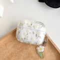 White floral transparent TPU protective case for Apple AirPods charging case.