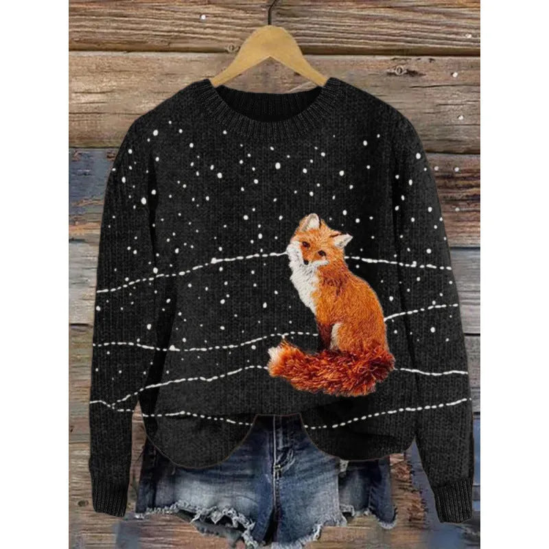 Little flower digital printed round neck sweater showing floral pattern on polyester fabric.
