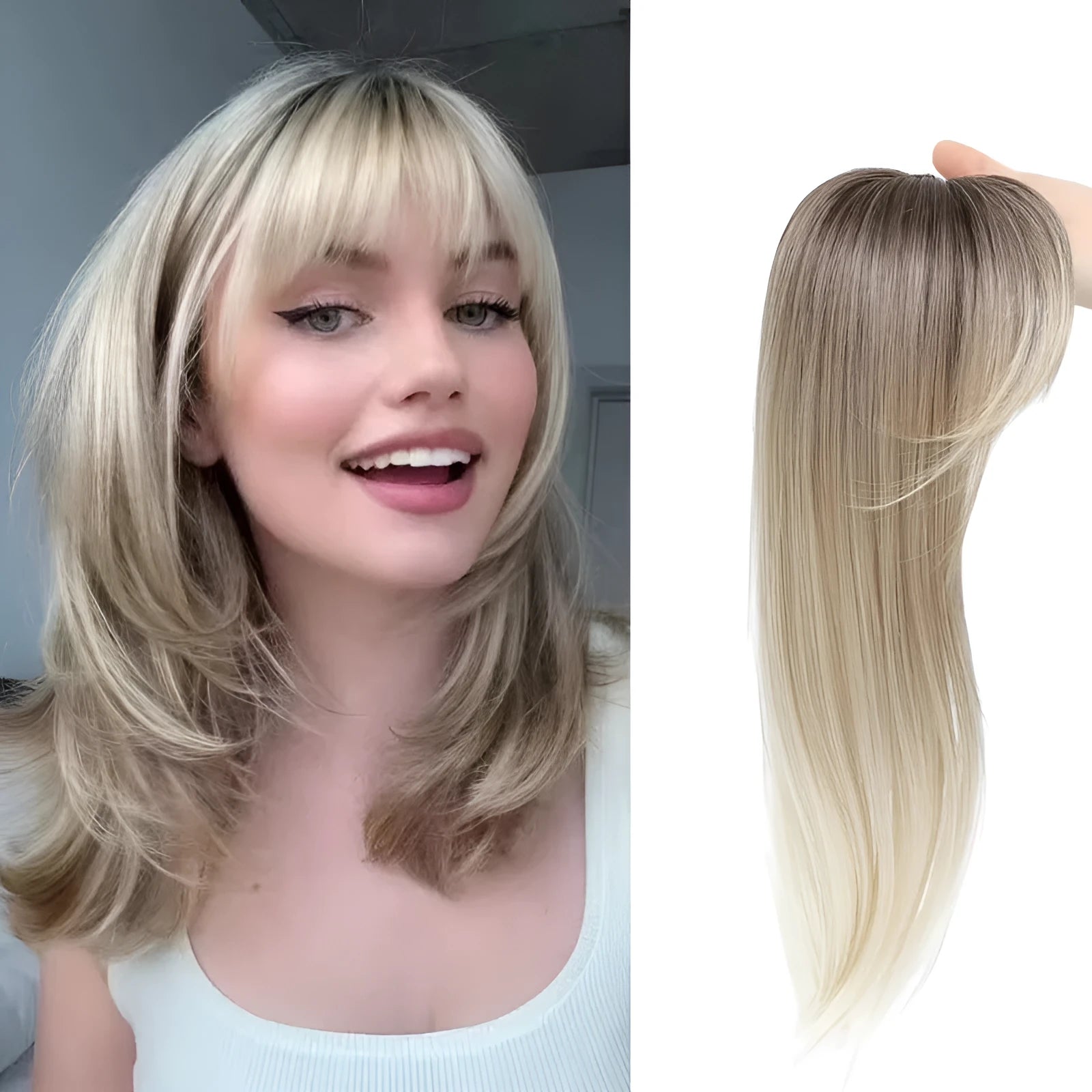 Synthetic high temperature fibre wig hairpiece with inner buckle clip system in one of six colour styles