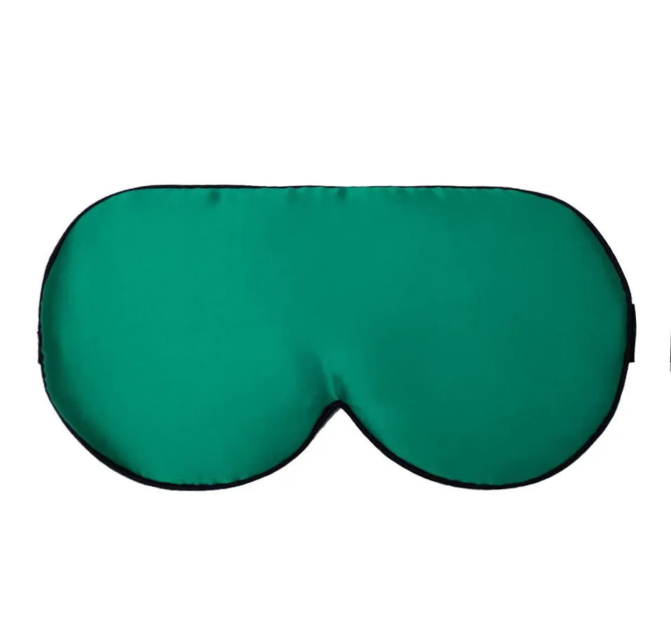 Double-sided Mulberry silk eye mask in a selection of colours including black, wine red, and ivory white.