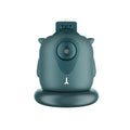 Dark green AI face recognition gimbal showing 360° rotation with smartphone mounted