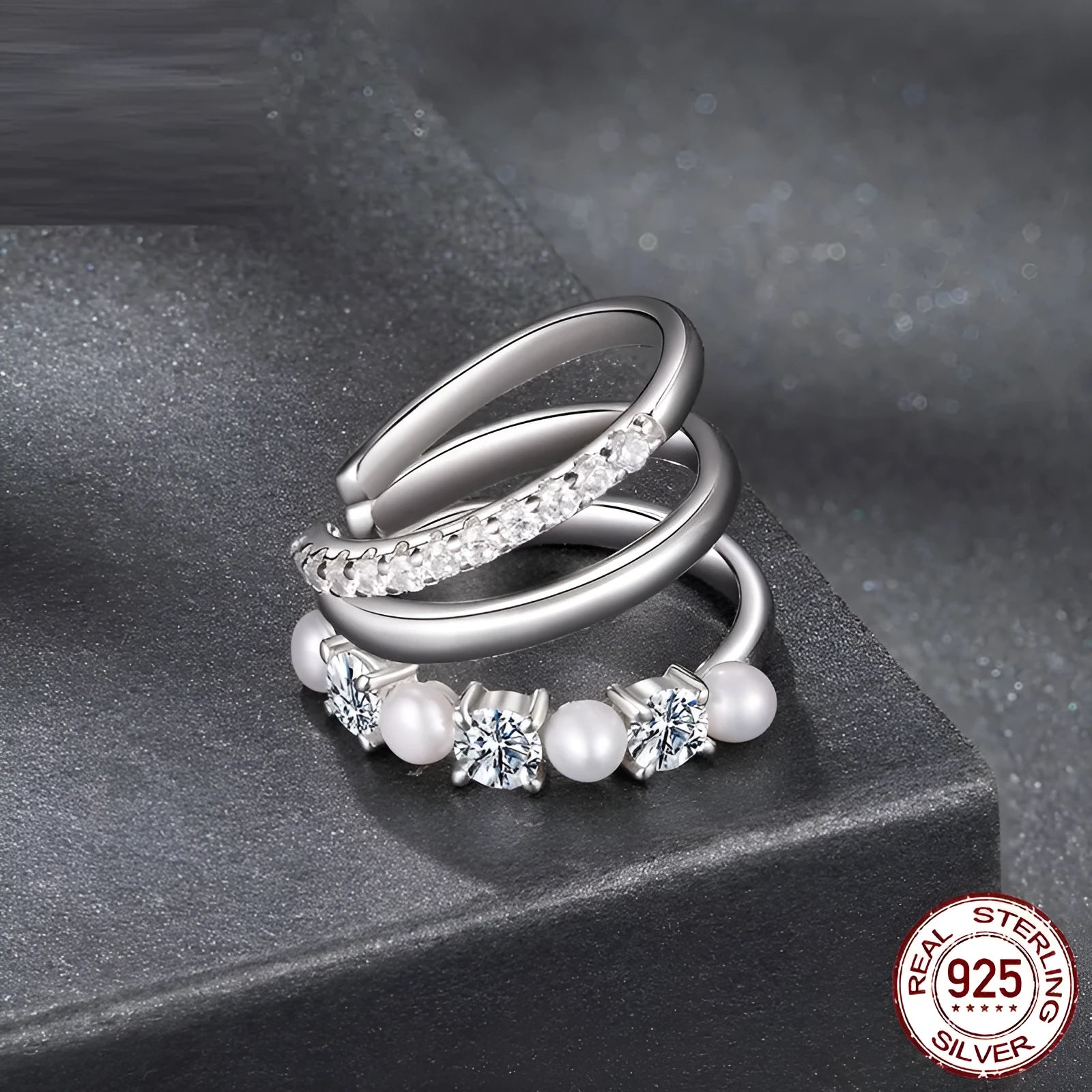 S925 sterling silver geometric line ear clip earrings for women