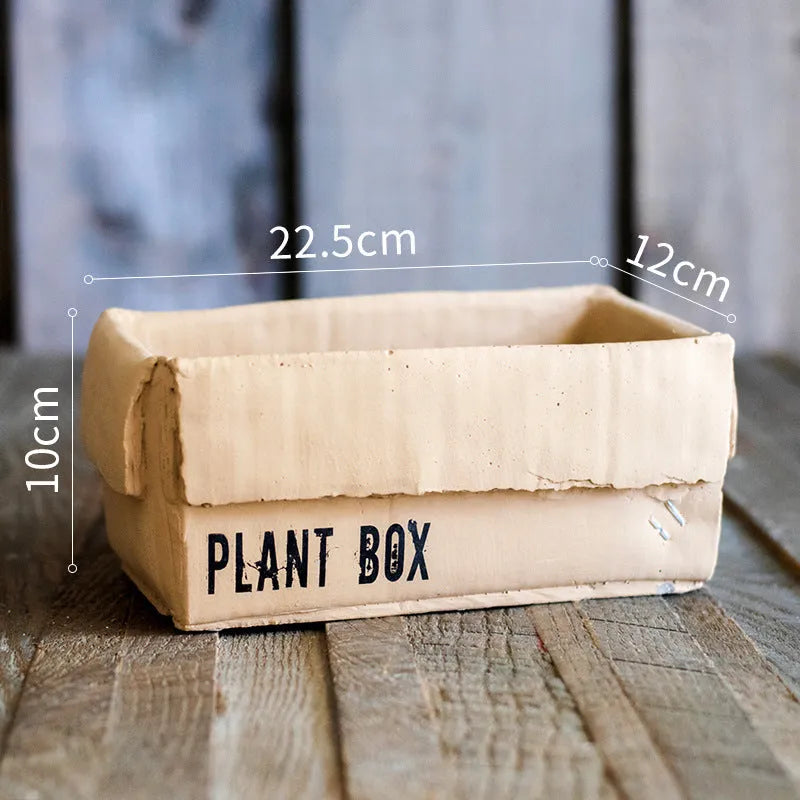 Cement flowerpot with bottom perforation in Nordic style for indoor balcony planting