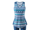 Women's blue printed lace two-piece swimsuit with floral pattern