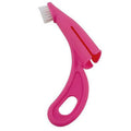 Red and white pet finger toothbrush with silicone bristles for dog and cat dental care.