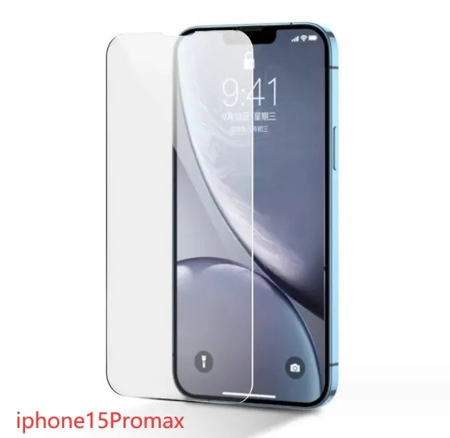 Tempered glass screen protector with 9H hardness for smartphones on a clean surface.