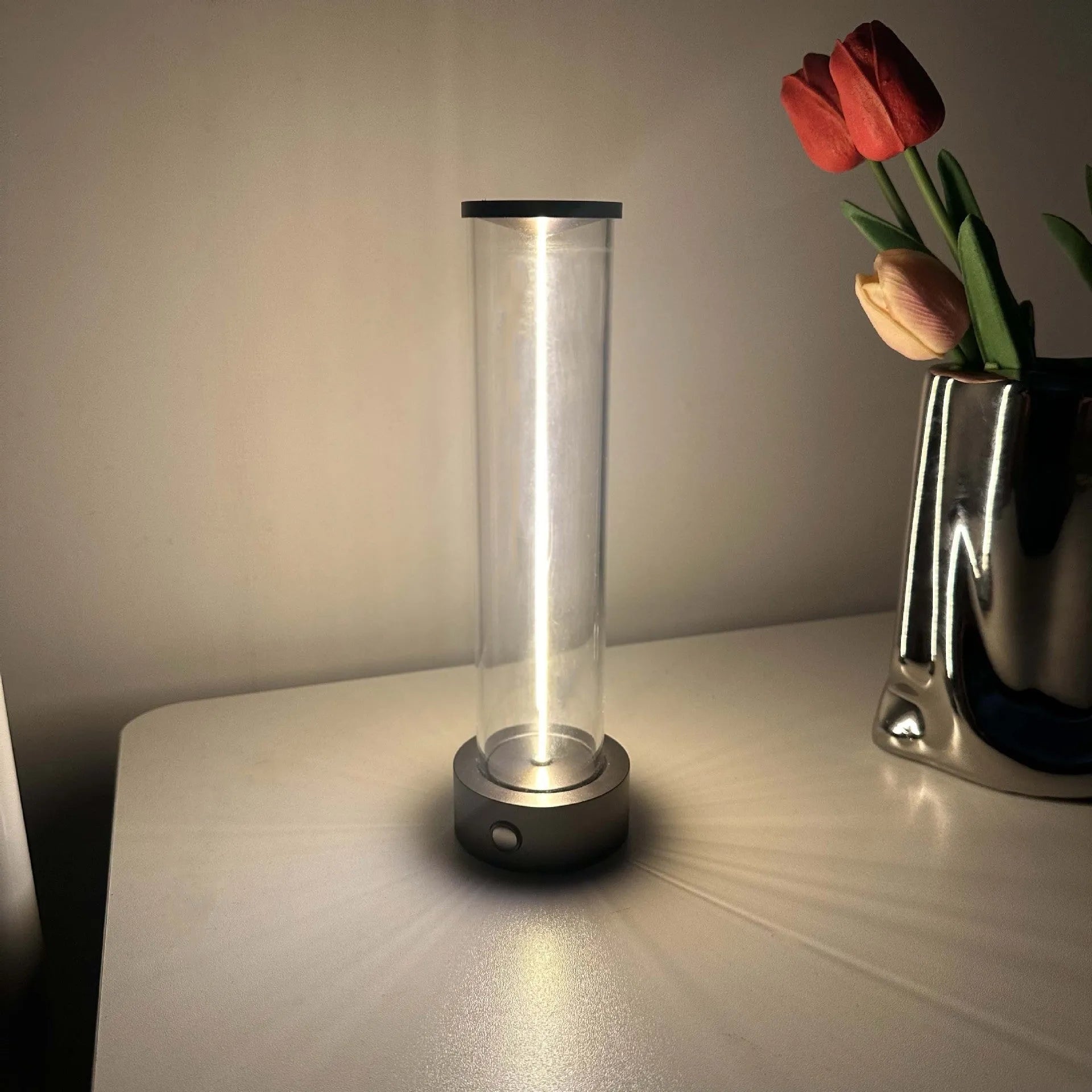 Glass LED light strip with magnetic suction base and USB charging cable