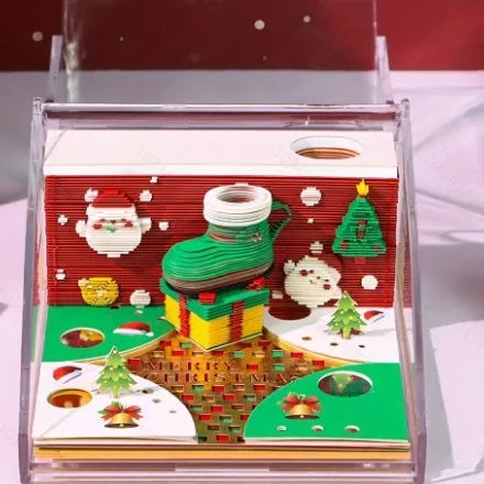 3D sticky note paper carving notepad with tear-off pages and decorative ornament design
