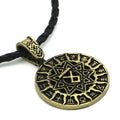 Lunavin ODing logo pendant necklace on a snake bones chain with antique silver finish.