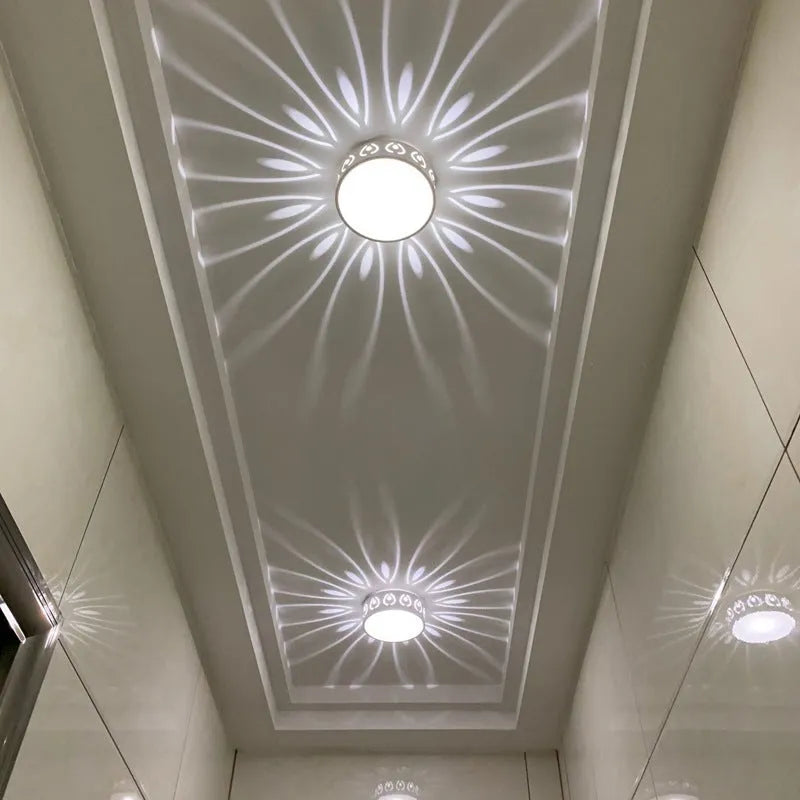 Modern 15cm LED ceiling light with 3W warm light, plastic and alloy construction, concealed installation