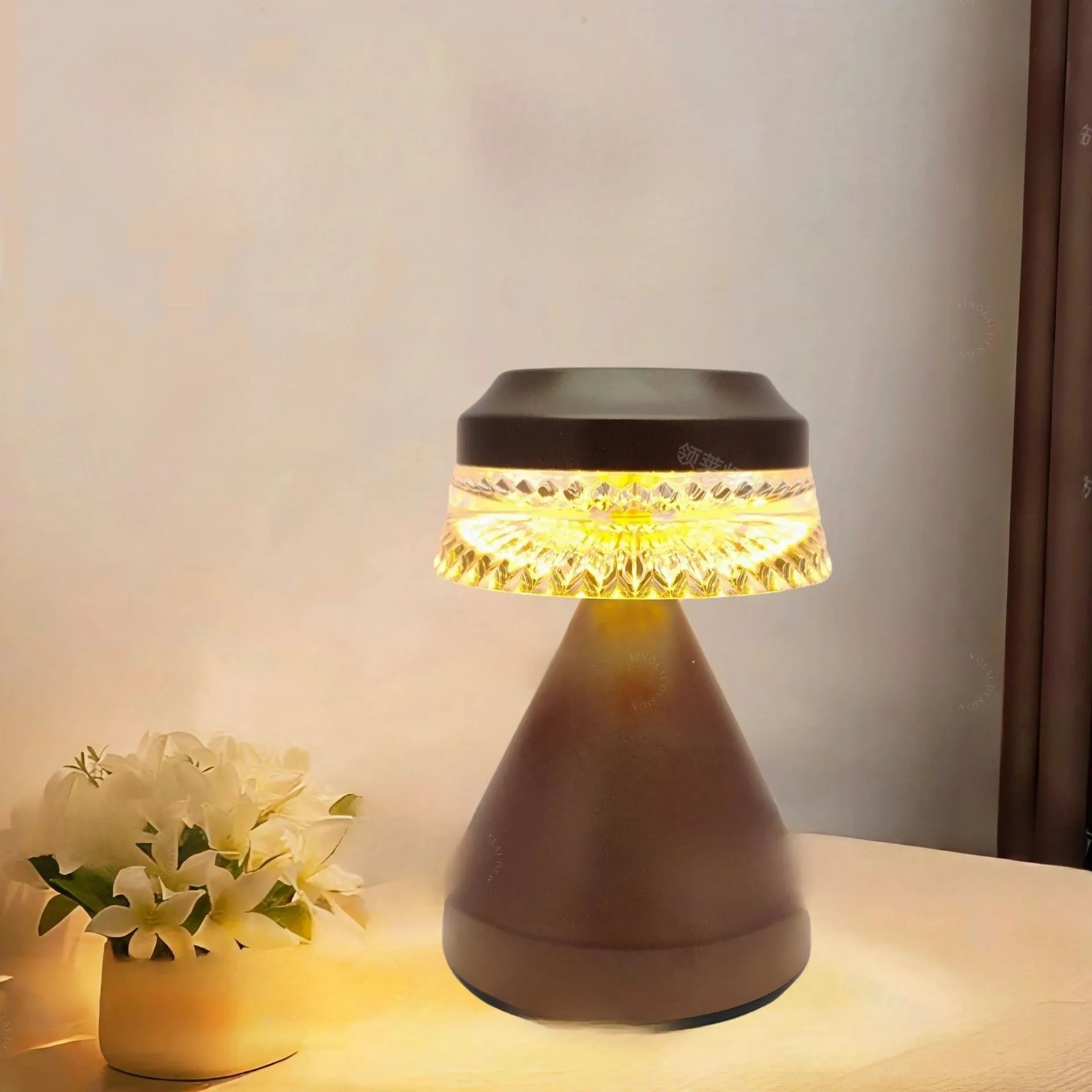 Small black, brown, or orange USB charging LED night lamp with dimming function.