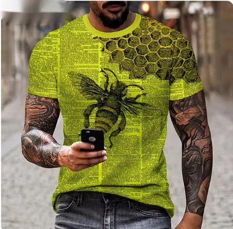 Men's grey t-shirt with 3D lion face printing on front