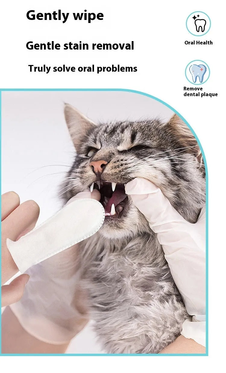 50 piece non-woven pet dental cleaning finger stall for cat and dog teeth