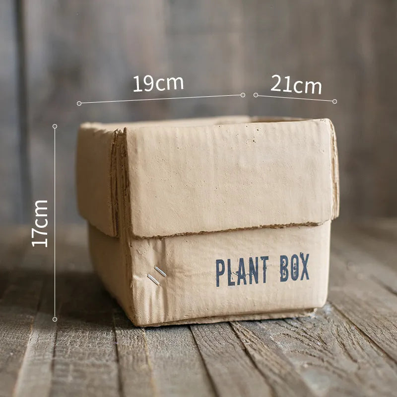 Cement flowerpot with bottom perforation in Nordic style for indoor balcony planting
