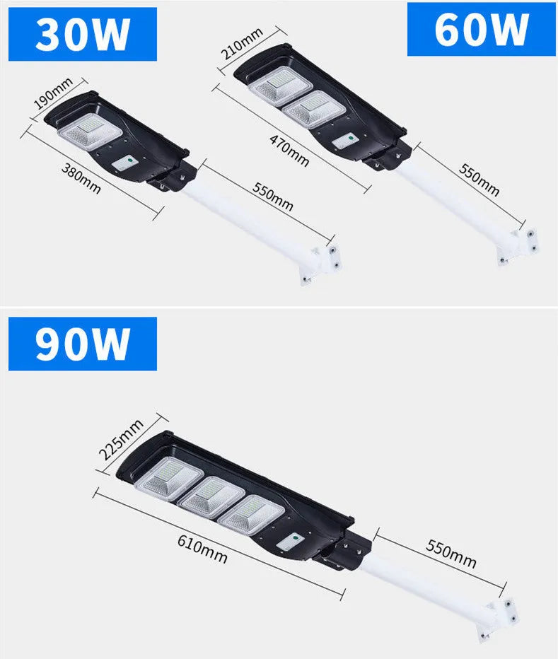 Integrated solar street light with LED panel and remote control for outdoor garden use