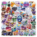 Waterproof colourful tea cup graffiti stickers set of 50 pieces for luggage and sports gear customisation