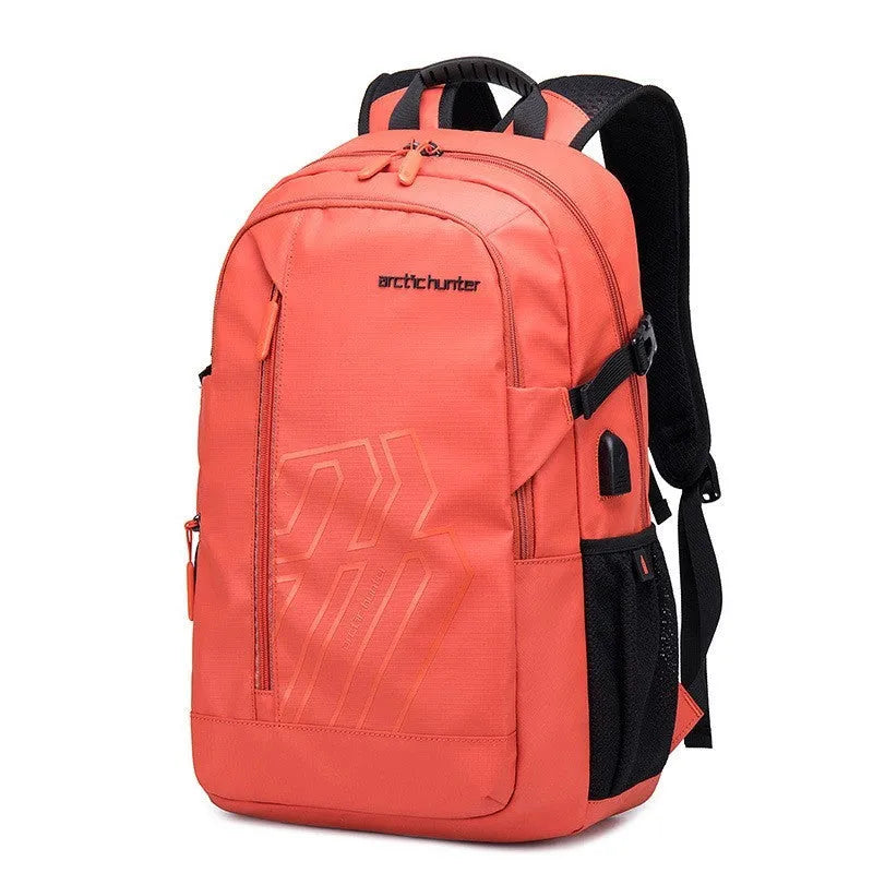 18-inch plaid pattern casual computer backpack with curved shoulder strap in blue colour