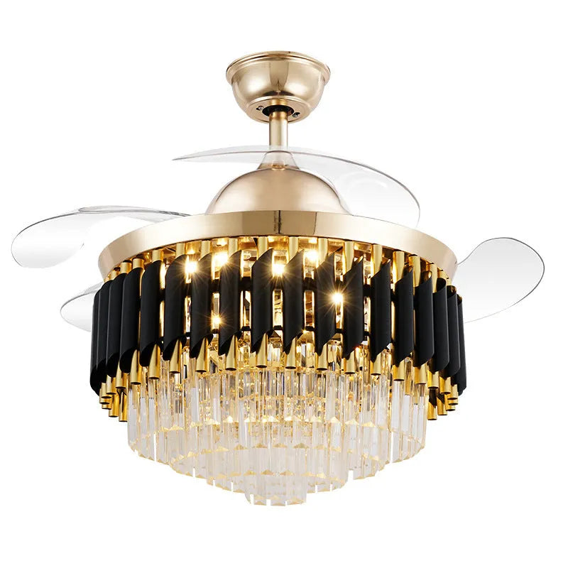 Crystal chandelier ceiling fan light with remote control in 42 inch or 48 inch size options