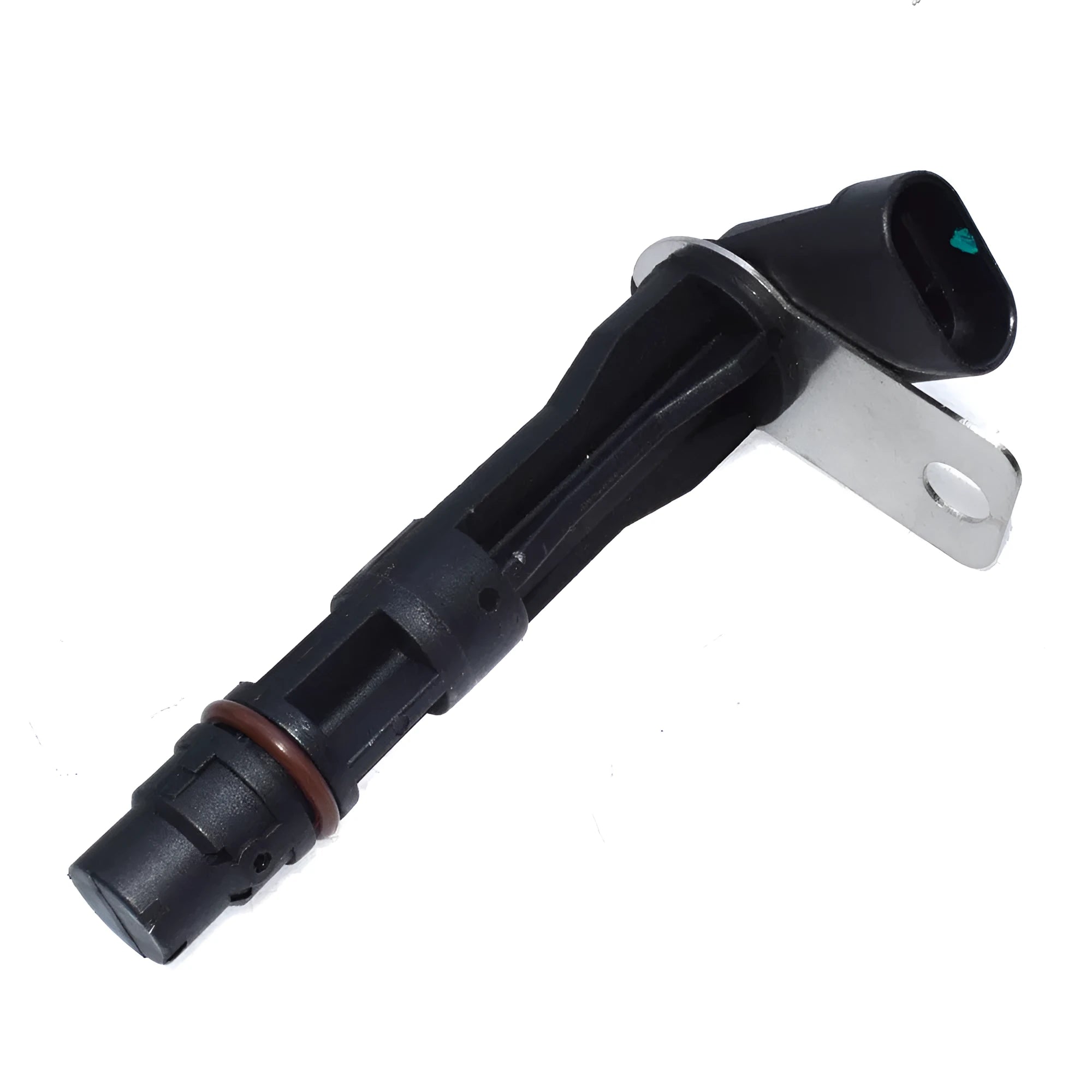 Black General Motors universal car sensor replacement part on a white background.