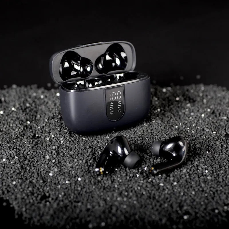 Jerry X08 wireless Bluetooth in-ear headset with USB charging case in black, grey or white colour