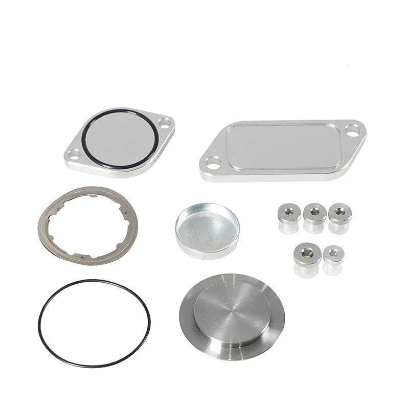 Silver aluminium alloy automotive valve cover engine component