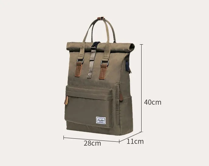 Casual black polyester backpack showing interior computer pocket and under 20-litre capacity