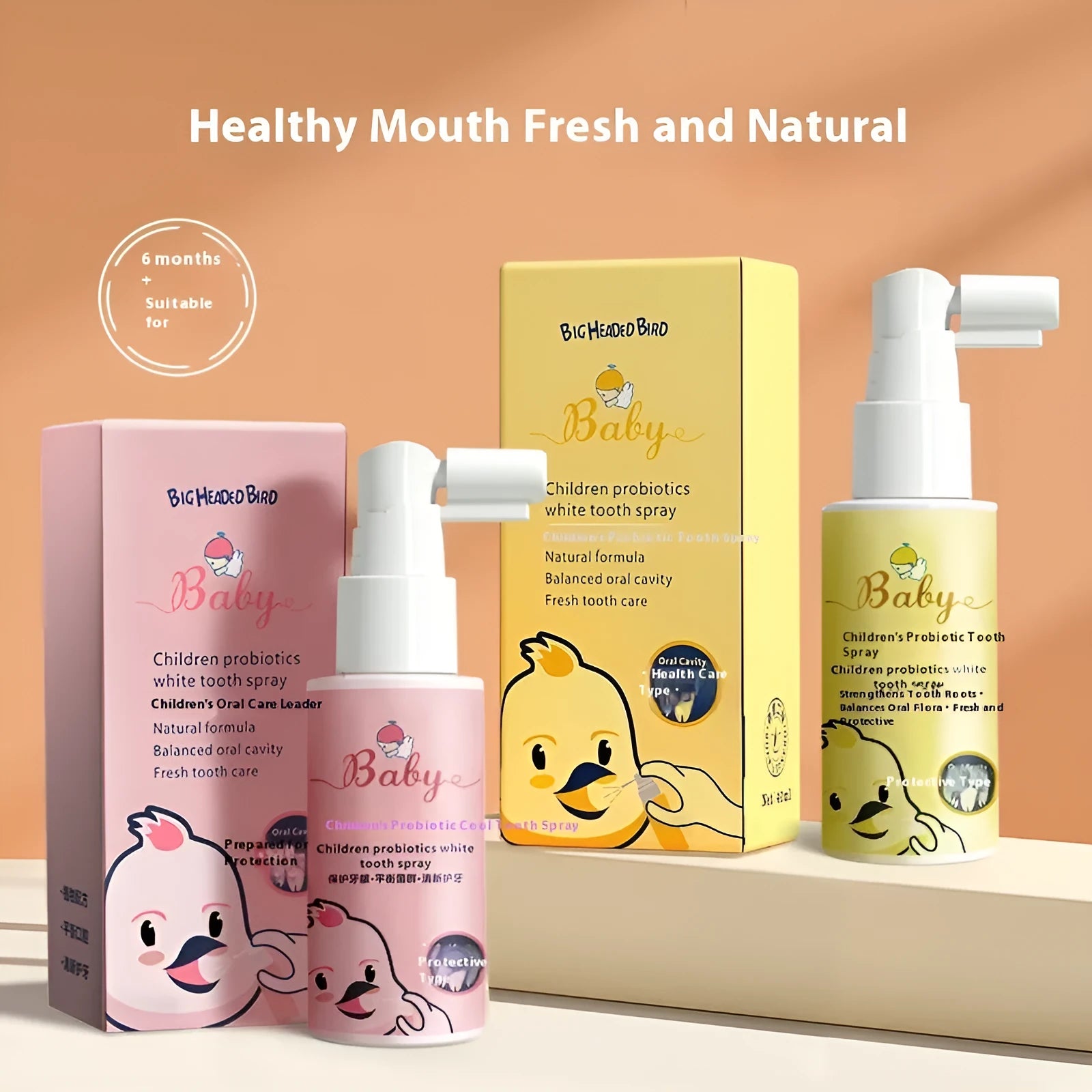 Children's probiotic anticavity oral spray bottle in 40ml size with flavour options