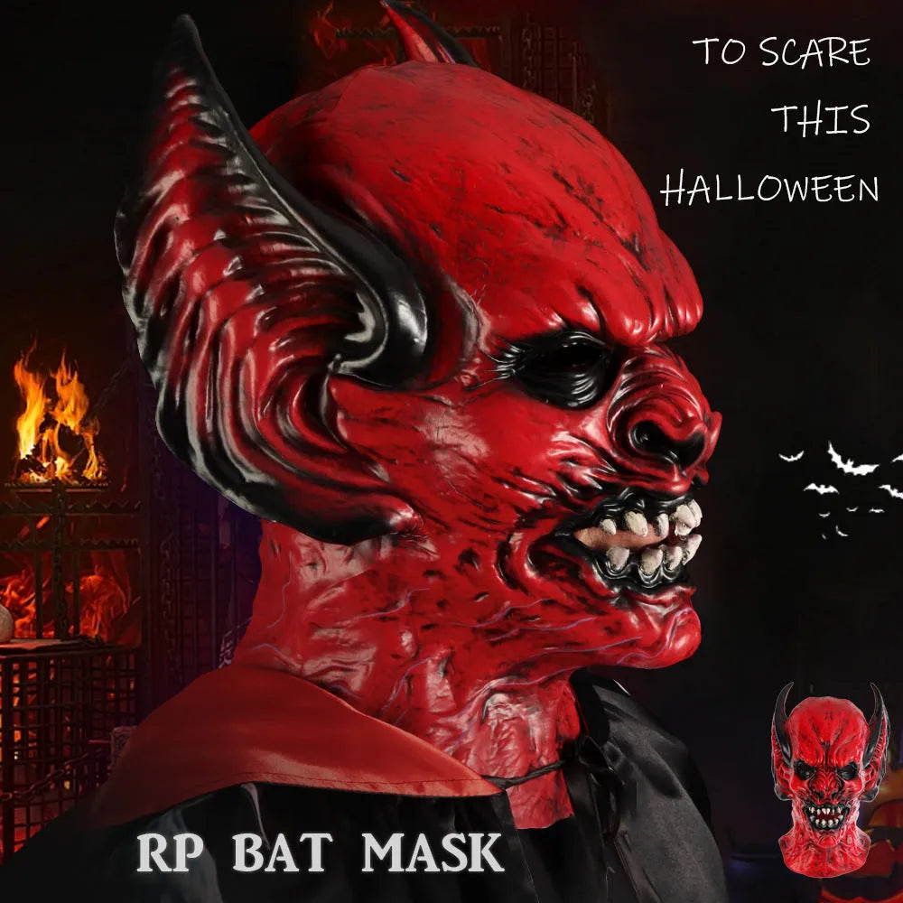 Red bat-shaped party hood mask made from RP foam for Halloween and costume events