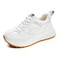 Women's beige cattlehide leather casual sports shoes with mesh lining and English muffin heel