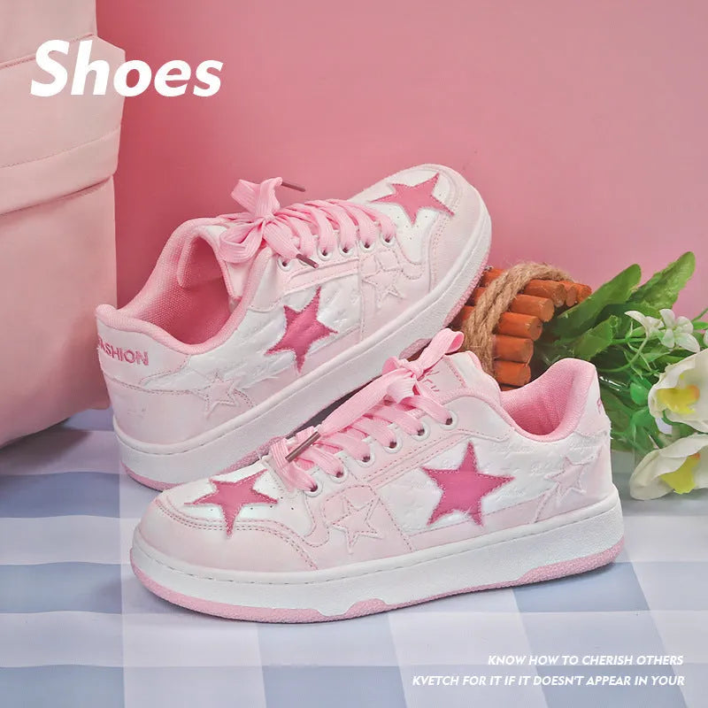 A pair of denim lace-up skate shoes with a rubber sole, shown in black, green, and pink colour options.