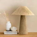 Japanese-style hand-woven rope table lamp with bamboo hat shade, 38cm diameter, tri colour dimmable